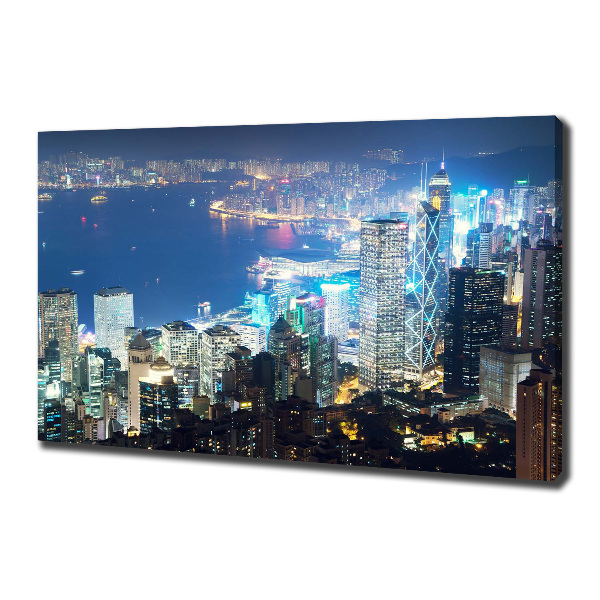 Cuadro canvas con impresión uv duradera horizontal Hong Kong de noche