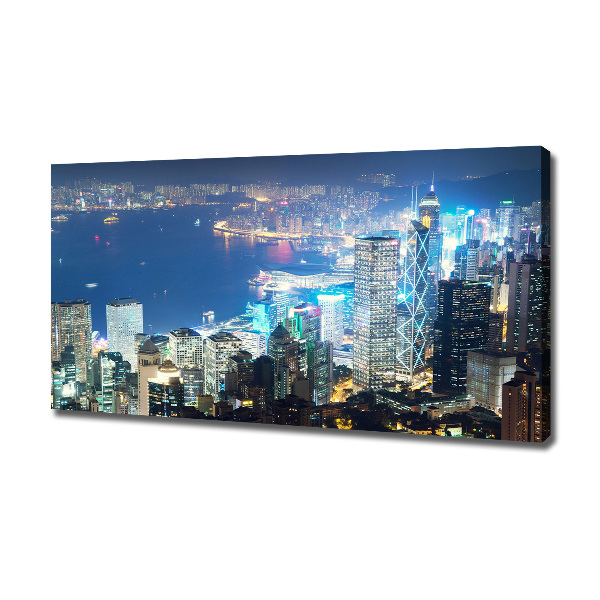 Cuadro canvas con impresión uv duradera horizontal Hong Kong de noche