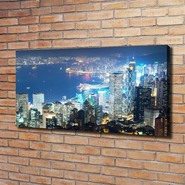 Cuadro canvas con impresión uv duradera horizontal Hong Kong de noche
