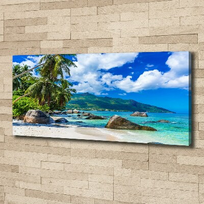Cuadro canvas moderno de gran formato horizontal Playa de Seychelles
