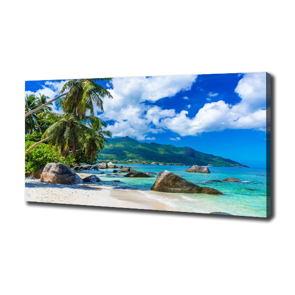 Cuadro canvas moderno de gran formato horizontal Playa de Seychelles