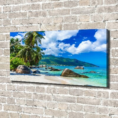 Cuadro canvas moderno de gran formato horizontal Playa de Seychelles