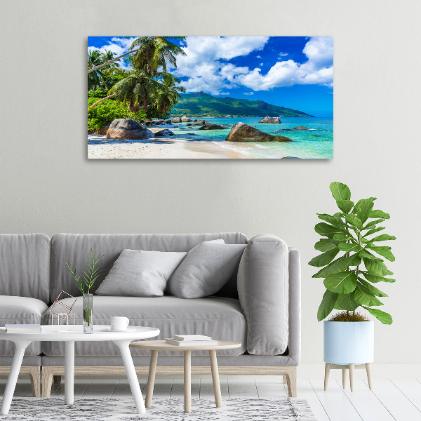 Cuadro canvas moderno de gran formato horizontal Playa de Seychelles