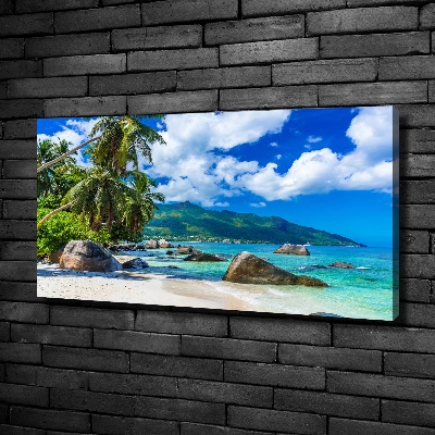 Cuadro canvas moderno de gran formato horizontal Playa de Seychelles