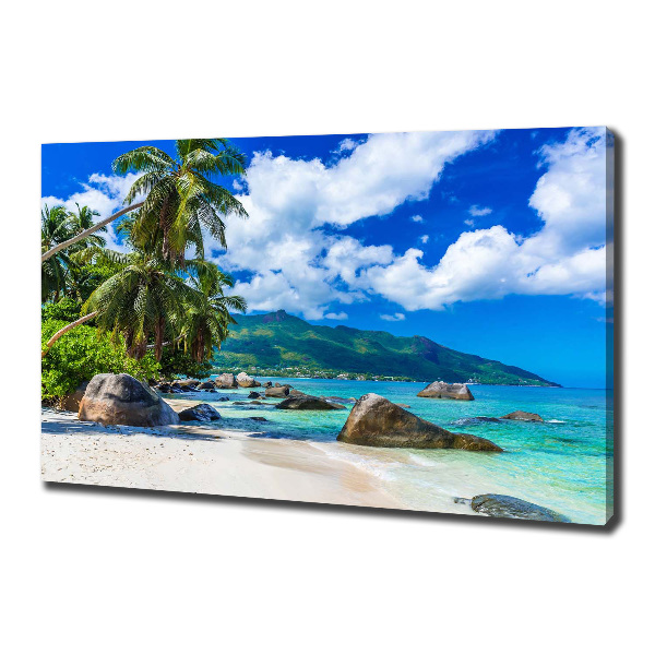 Cuadro canvas moderno de gran formato horizontal Playa de Seychelles