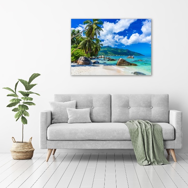 Cuadro canvas moderno de gran formato horizontal Playa de Seychelles