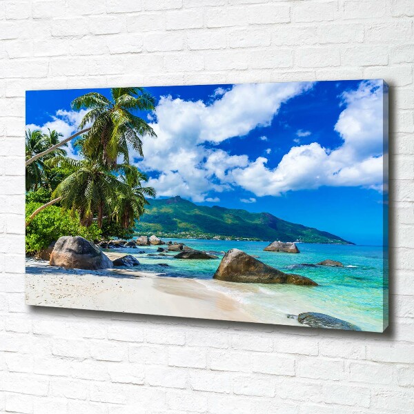 Cuadro canvas moderno de gran formato horizontal Playa de Seychelles