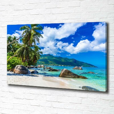 Cuadro canvas moderno de gran formato horizontal Playa de Seychelles