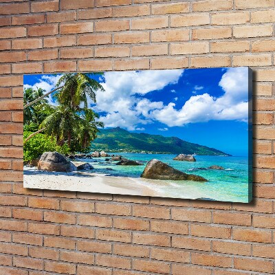 Cuadro canvas moderno de gran formato horizontal Playa de Seychelles