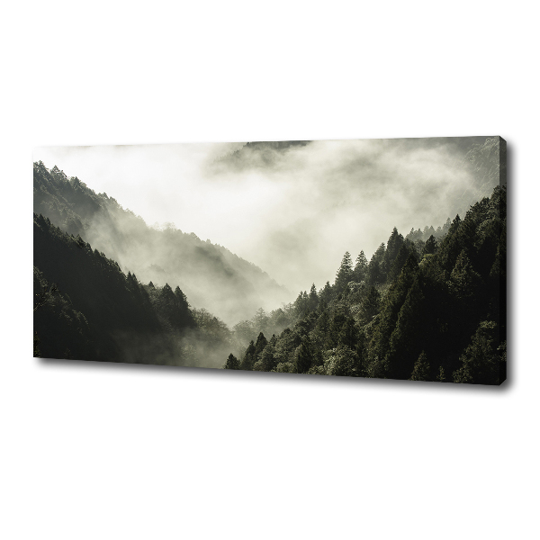 Cuadro canvas moderno de gran formato horizontal Niebla sobre el bosque