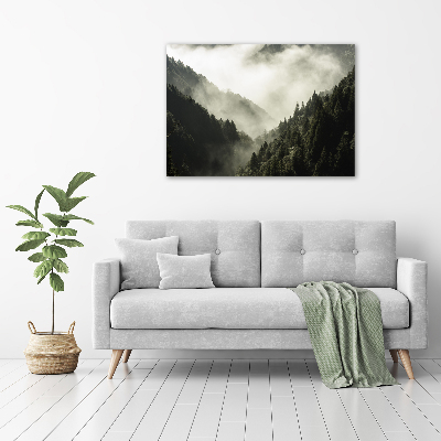 Cuadro canvas moderno de gran formato horizontal Niebla sobre el bosque