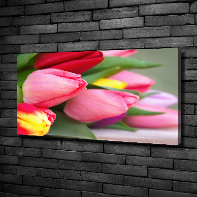 Cuadro canvas con impresión uv duradera horizontal tulipanes coloridos