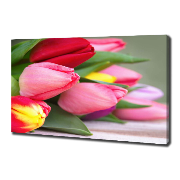 Cuadro canvas con impresión uv duradera horizontal tulipanes coloridos