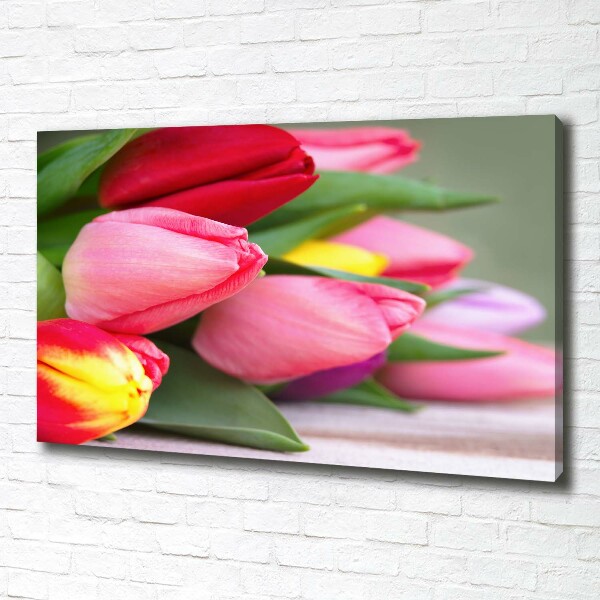 Cuadro canvas con impresión uv duradera horizontal tulipanes coloridos