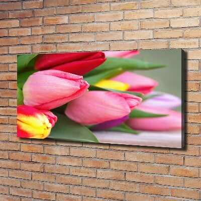 Cuadro canvas con impresión uv duradera horizontal tulipanes coloridos