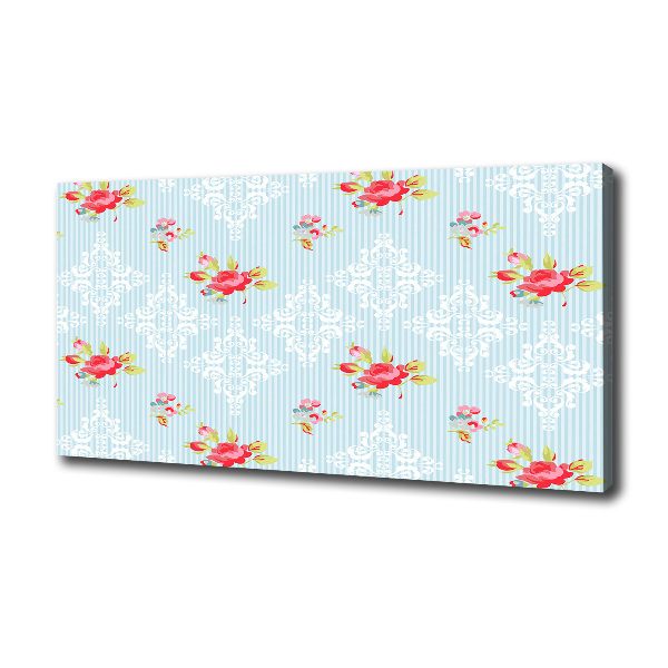 Cuadro canvas moderno de gran formato horizontal Rosas y adornos