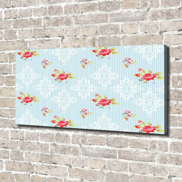 Cuadro canvas moderno de gran formato horizontal Rosas y adornos