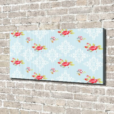 Cuadro canvas moderno de gran formato horizontal Rosas y adornos