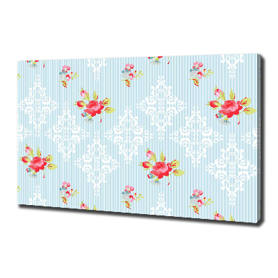 Cuadro canvas moderno de gran formato horizontal Rosas y adornos