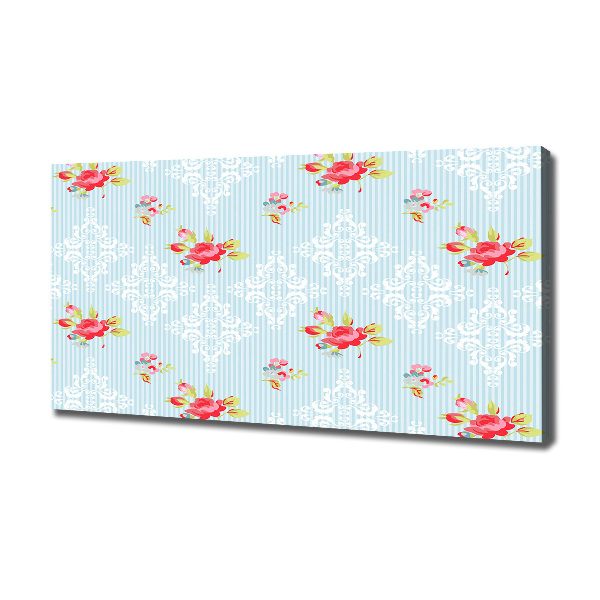 Cuadro canvas moderno de gran formato horizontal Rosas y adornos