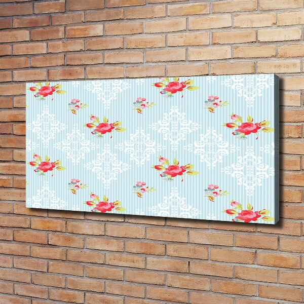 Cuadro canvas moderno de gran formato horizontal Rosas y adornos