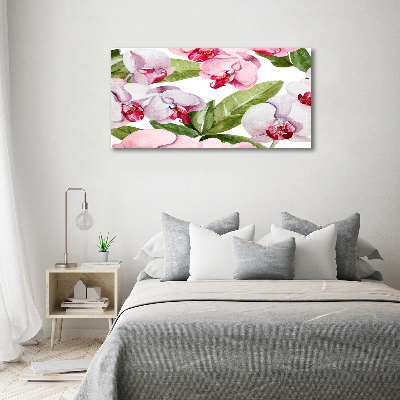 Cuadro canvas con impresión uv duradera horizontal orquídeas rosas