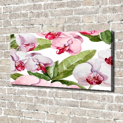 Cuadro canvas con impresión uv duradera horizontal orquídeas rosas