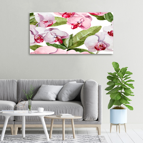 Cuadro canvas con impresión uv duradera horizontal orquídeas rosas