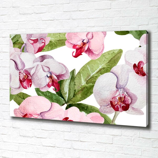 Cuadro canvas con impresión uv duradera horizontal orquídeas rosas