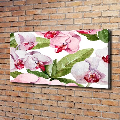 Cuadro canvas con impresión uv duradera horizontal orquídeas rosas