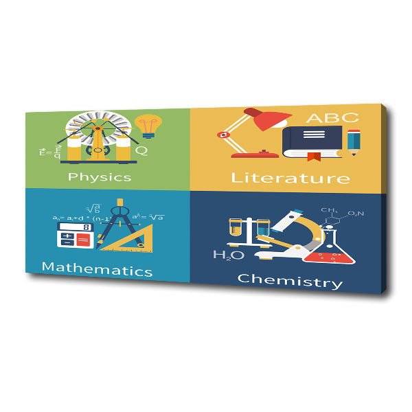 Fotocuadro en lienzo de alta calidad horizontal Asignaturas escolares