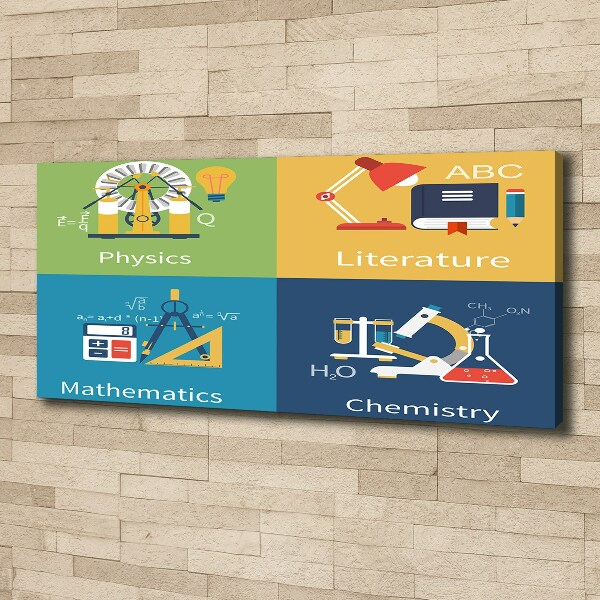 Fotocuadro en lienzo de alta calidad horizontal Asignaturas escolares