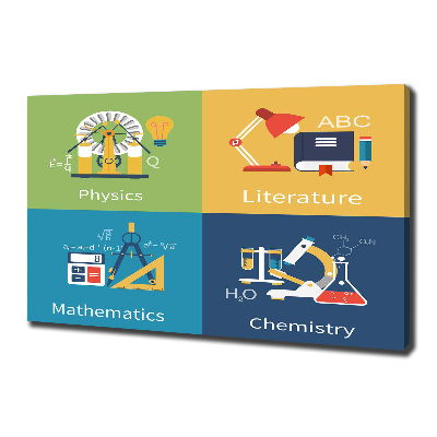 Fotocuadro en lienzo de alta calidad horizontal Asignaturas escolares