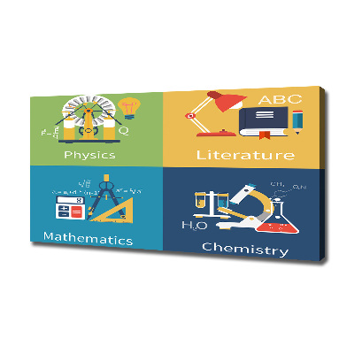 Fotocuadro en lienzo de alta calidad horizontal Asignaturas escolares