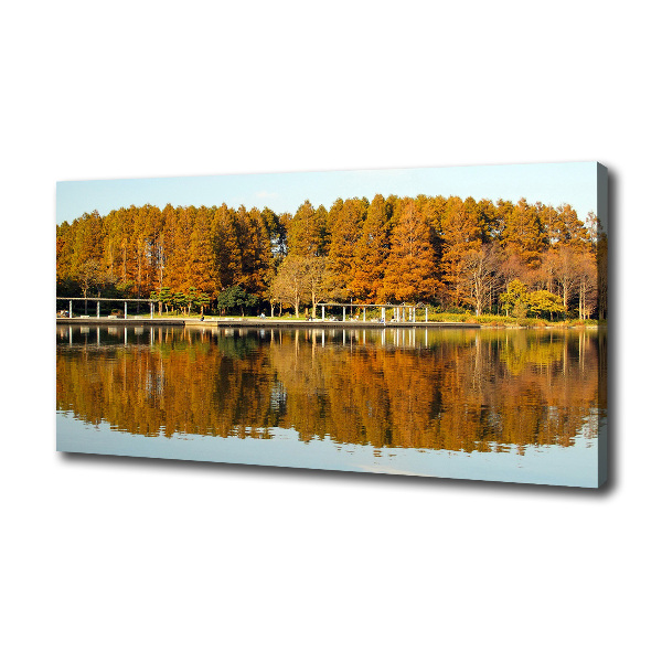 Fotocuadro en lienzo de alta calidad horizontal Bosque junto al lago