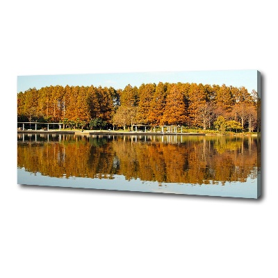 Fotocuadro en lienzo de alta calidad horizontal Bosque junto al lago