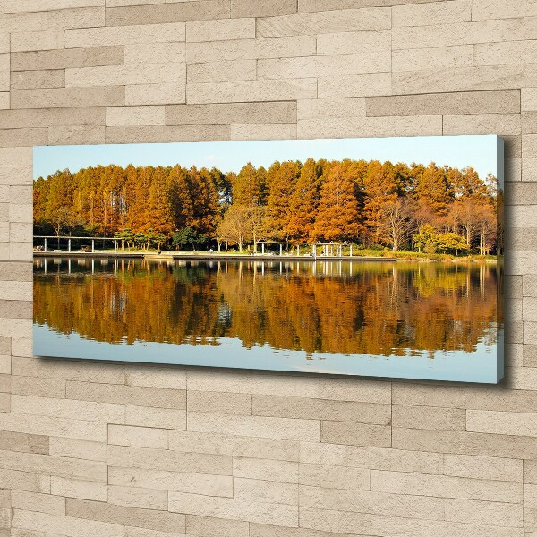 Fotocuadro en lienzo de alta calidad horizontal Bosque junto al lago