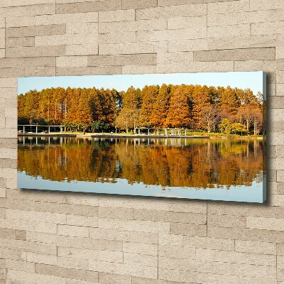 Fotocuadro en lienzo de alta calidad horizontal Bosque junto al lago