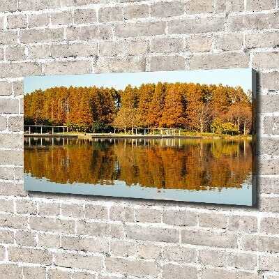 Fotocuadro en lienzo de alta calidad horizontal Bosque junto al lago