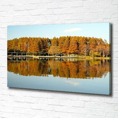 Fotocuadro en lienzo de alta calidad horizontal Bosque junto al lago