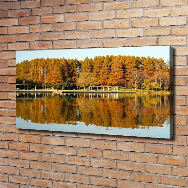 Fotocuadro en lienzo de alta calidad horizontal Bosque junto al lago