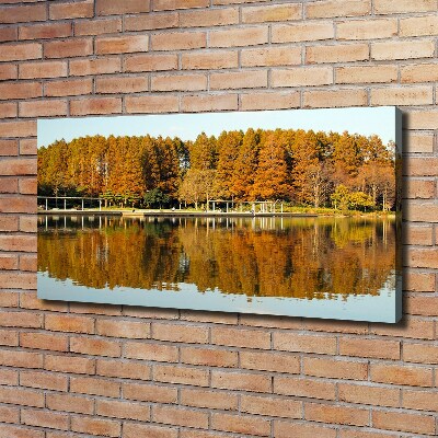 Fotocuadro en lienzo de alta calidad horizontal Bosque junto al lago