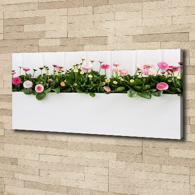 Cuadro canvas con impresión uv duradera horizontal margaritas rosas