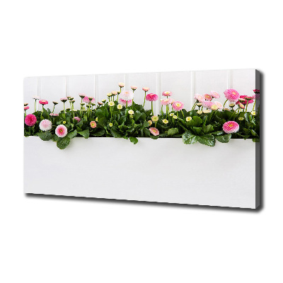 Cuadro canvas con impresión uv duradera horizontal margaritas rosas