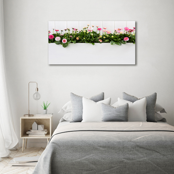 Cuadro canvas con impresión uv duradera horizontal margaritas rosas