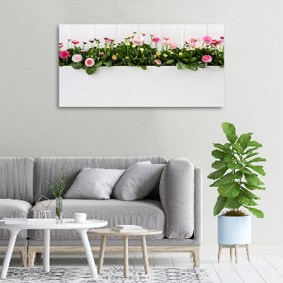 Cuadro canvas con impresión uv duradera horizontal margaritas rosas