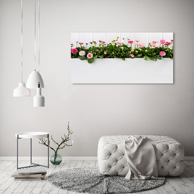 Cuadro canvas con impresión uv duradera horizontal margaritas rosas