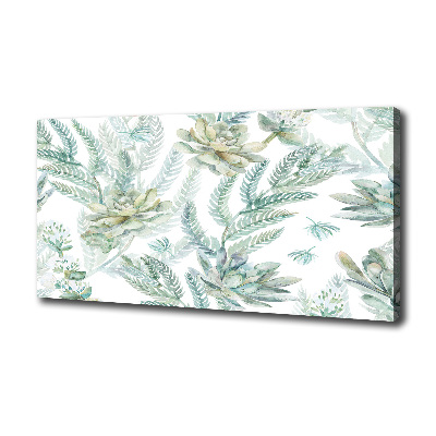 Cuadro canvas moderno de gran formato horizontal Flores y hojas