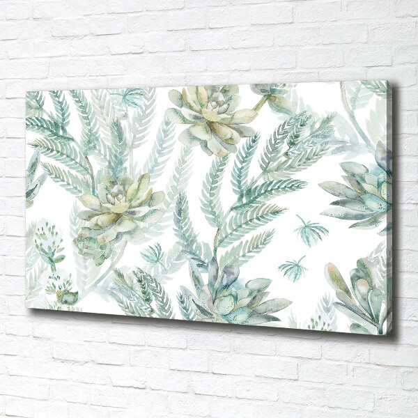 Cuadro canvas moderno de gran formato horizontal Flores y hojas