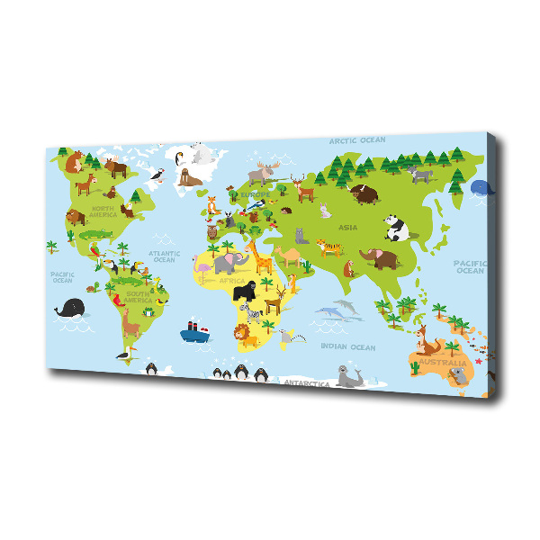 Cuadro canvas con impresión uv duradera horizontal Mapa de animales